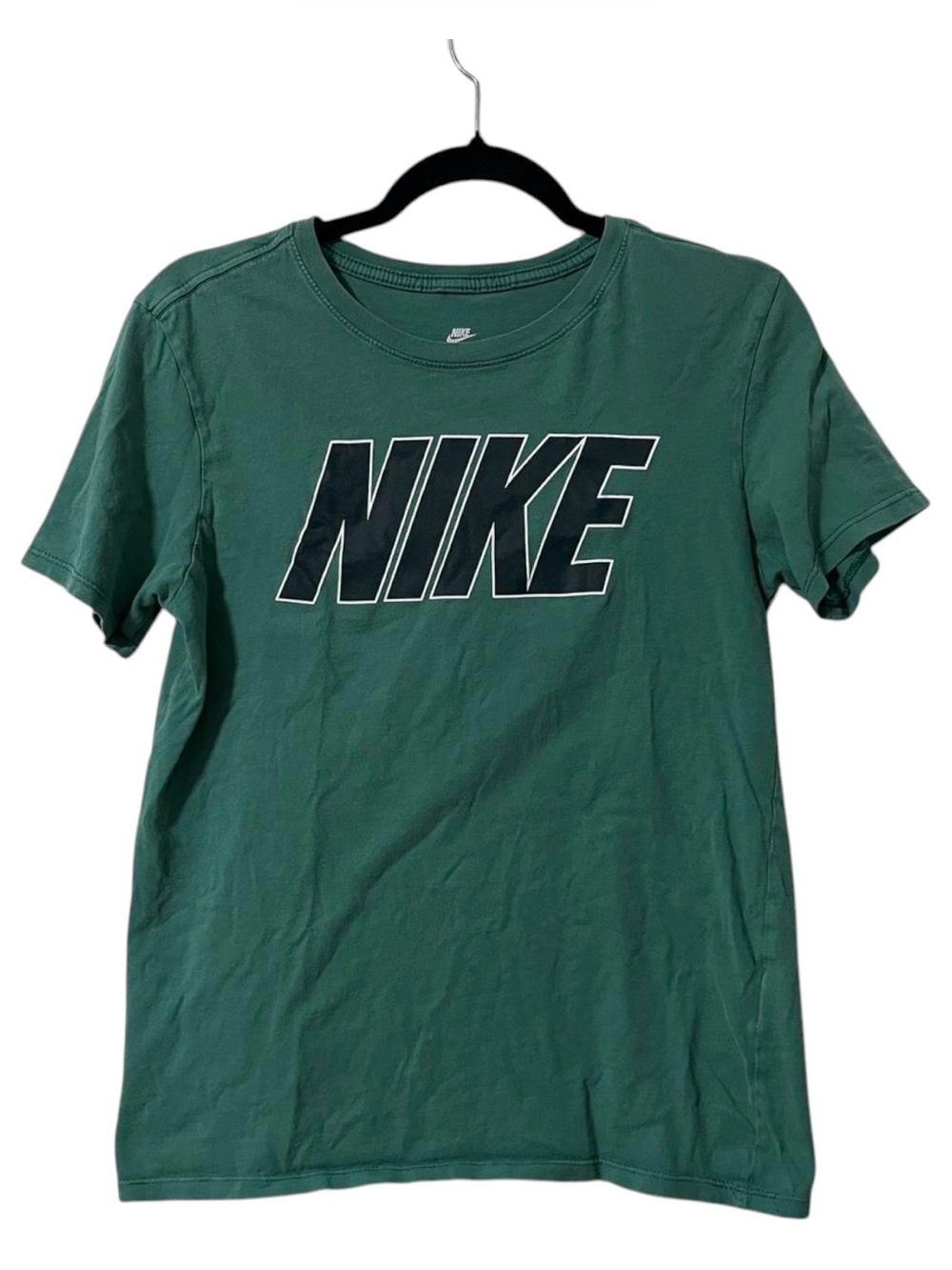 Nike Teal Women’s Spell Out Logo Tee Size Small Gym Workout Athletic Streetwear